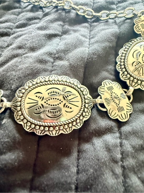 Accessories - Engraved Silver Concho Belt - Western Statement Accessory